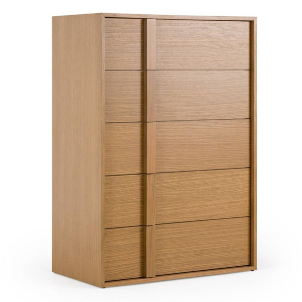 VIG Furniture Berlin Natural Oak Chest Of Drawers 5-Drawer Modern Geometric Design, Anti-Tip, Fully Assembled (W36"Xd20"Xh51") VGMA-BR-92-1-CST-NAT