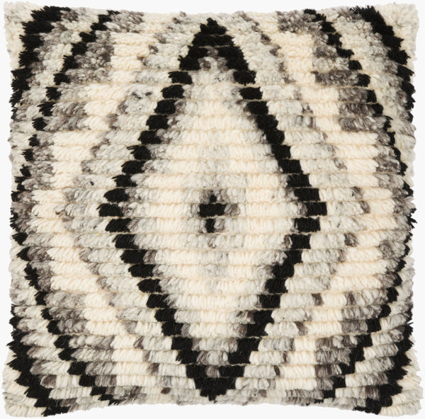 Surya Benisouk 20"L X 20"W Moroccan-inspired Accent Pillow – Stylish Cotton-wool Blend For Chic Decor Black Wool,Cotton Bes003-2020p