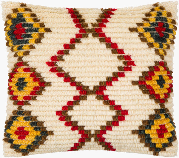 Surya Benisouk 20"L X 20"W Moroccan-inspired Accent Pillow – Stylish Cotton-wool Blend For Chic Decor Cream Wool,Cotton Bes004-2020