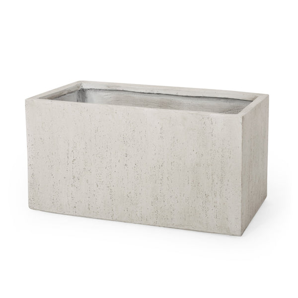 English Elm Outdoor Square Mgo Concrete Planter Handcrafted Stone Look Patio Garden Accent 70626.00WHI