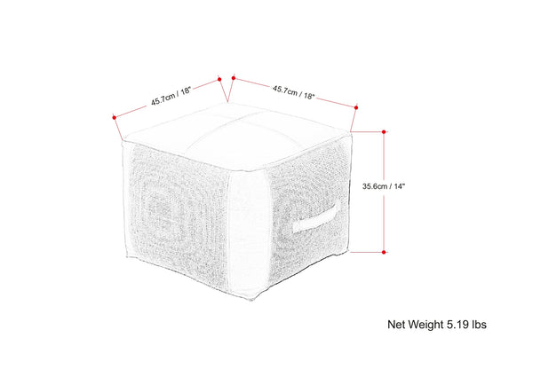 English Elm Atkinson Round Pouf Ottoman in Tan Leather & Jute — Top-Grain Buffalo Leather, Supportive Bead Fill, 18" B136P159346