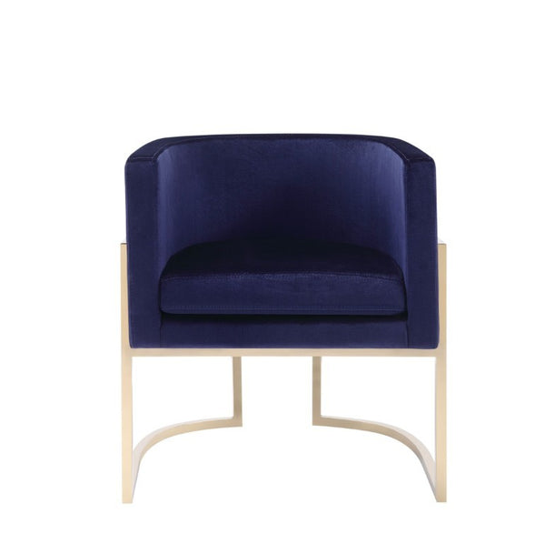 VIG Furniture Betsy Navy Velvet Kids Chair With Gold Frame — Modern Royal Comfort, No Assembly, Durable 24" Seat VGZAS011-NVY-KDS-BLU-CH