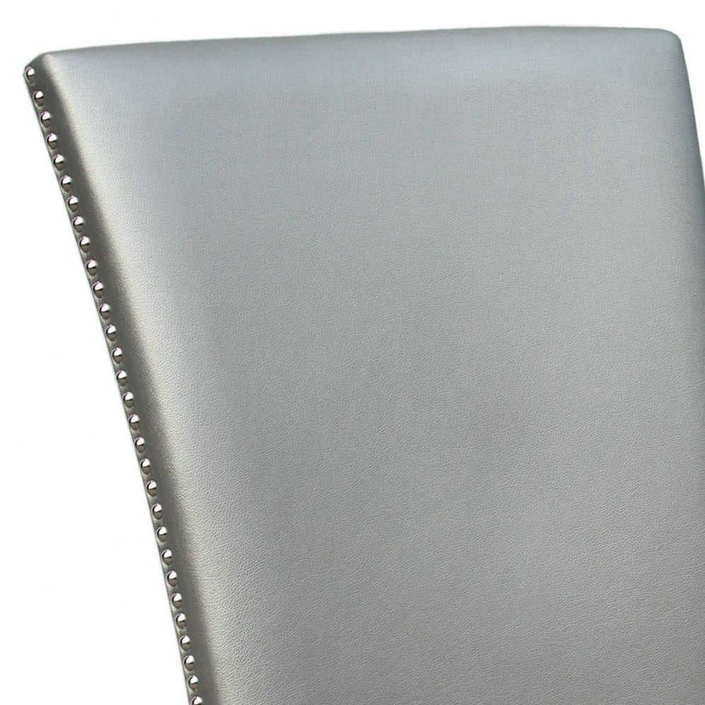 English Elm Steve Silver - Camila Silver PU Dining Chairs (Set of 2) - Stylish Faux Leather, Nailhead Trim, Floor Glides, 41.75" B081P157868