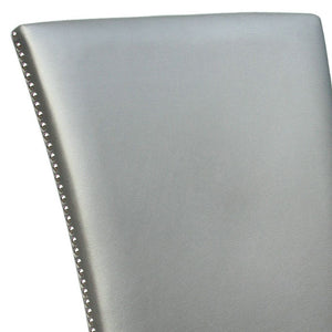 English Elm Steve Silver - Camila Silver PU Dining Chairs (Set of 2) - Stylish Faux Leather, Nailhead Trim, Floor Glides, 41.75" B081P157868