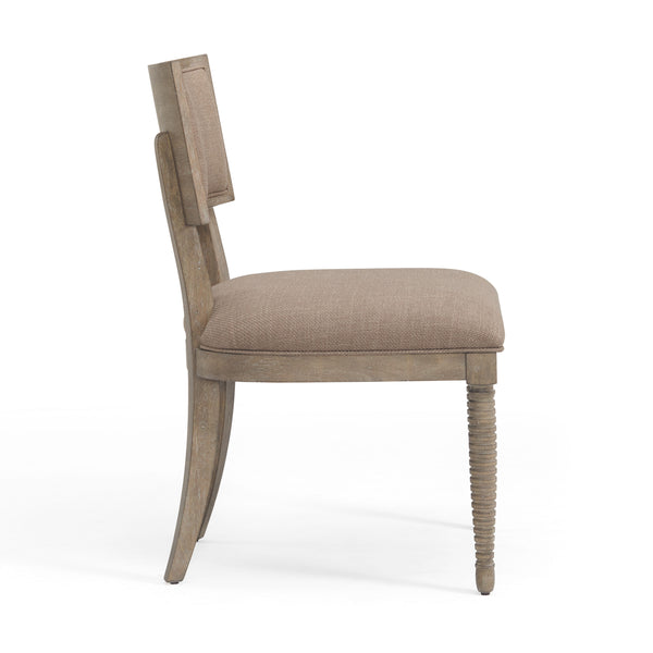 A.R.T. Furniture Reforma Upholstered Side Chair Set Of 2 - Modern Rustic Design With Beehive Carved Legs & Comfort - Set Of 2 Brown Parawood Solids,Random Match Flaky Oak Veneers,Foam,Fabric 324206-2358