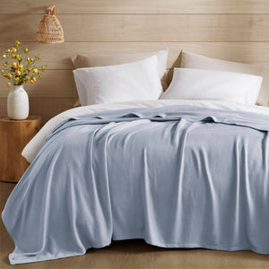 English Elm 1-piece King Jacquard Cotton Blend Blanket Aztec Woven Soft Breathable Bedroom Layer Light Blue B035P437483