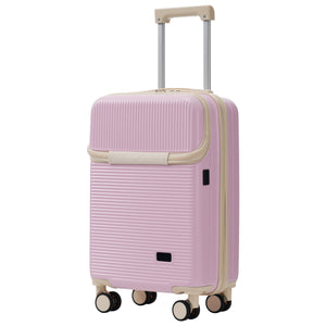 English Elm Luggage 5 Piece Hardside Abs Set with Front Access Carry on and Tsa Spinner Wheels Light Pink N732P391579U