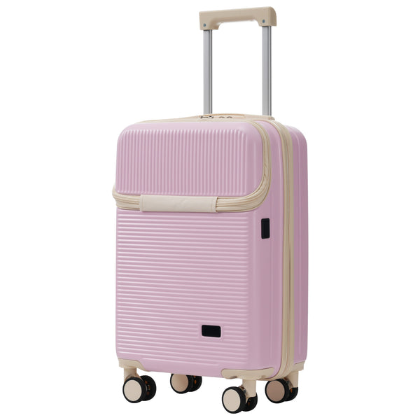English Elm Luggage 5 Piece Hardside Abs Set with Front Access Carry on and Tsa Spinner Wheels Light Pink N732P391579U