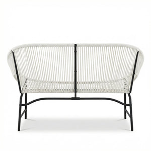 English Elm Condessa Outdoor Pe Rattan Loveseat Iron Frame Weather Resistant Patio Seating White N775P423051W