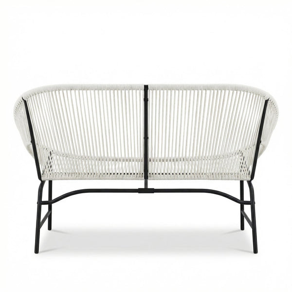 English Elm Condessa Outdoor Pe Rattan Loveseat Iron Frame Weather Resistant Patio Seating White N775P423051W