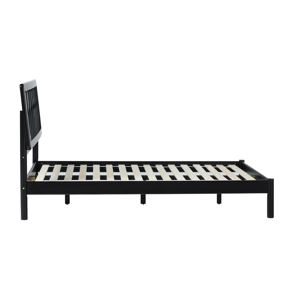 X Spindle Mid-Century Modern Solid Wood Queen Bed Black XAVB5CBL Walker Edison