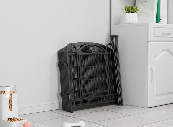 English Elm Dog Playpen 8 Panel Heavy Duty Iron Pet Enclosure Foldable Indoor Outdoor Exercise Pen Black W368P233996