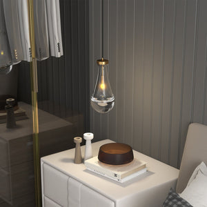 English Elm Modern Raindrop Brass Rod Pendant Chandelier for Kitchen Island Dining Room - Handblown Glass Luxury W1340P316393