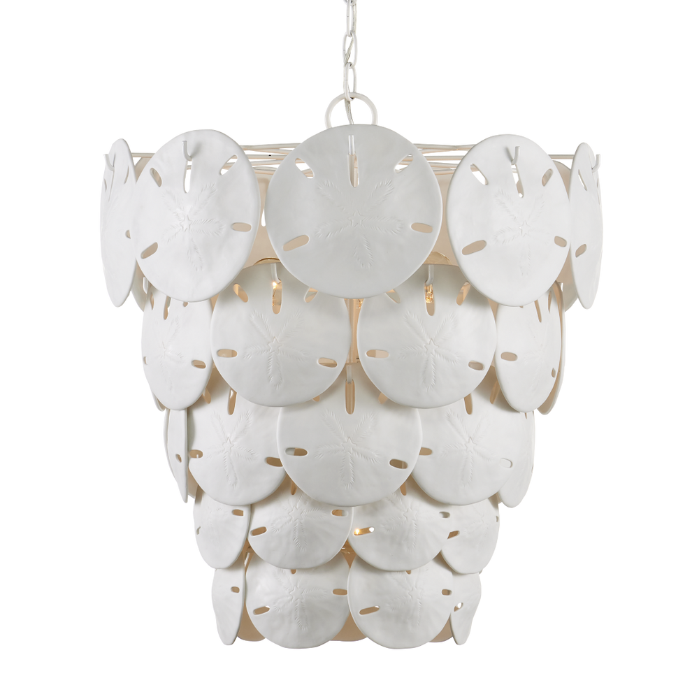 Tulum Coastal White Chandelier by Marjorie Skouras - Elegant Bone China Design, Adjustable & Stylish