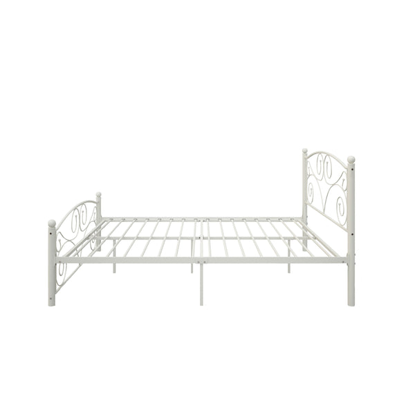 English Elm Full Upholstered Platform Bed Frame with Headboard, Sturdy Wood Slats, No Box Spring Needed, Easy Assembly White 59.45 L x 23.23 W x 3.94 H W2297P347655
