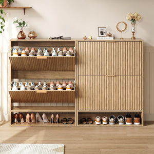 English Elm Modern Slim Entryway Shoe Cabinet with Adjustable Shelves Conceals Clutter Beautifully W1321P385429
