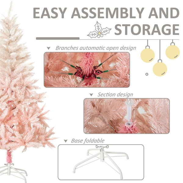 English Elm Homcom 7Ft Unlit Pink Spruce Christmas Tree With 1000 Tips For Custom Holiday Decor & Easy Setup W2225P229760