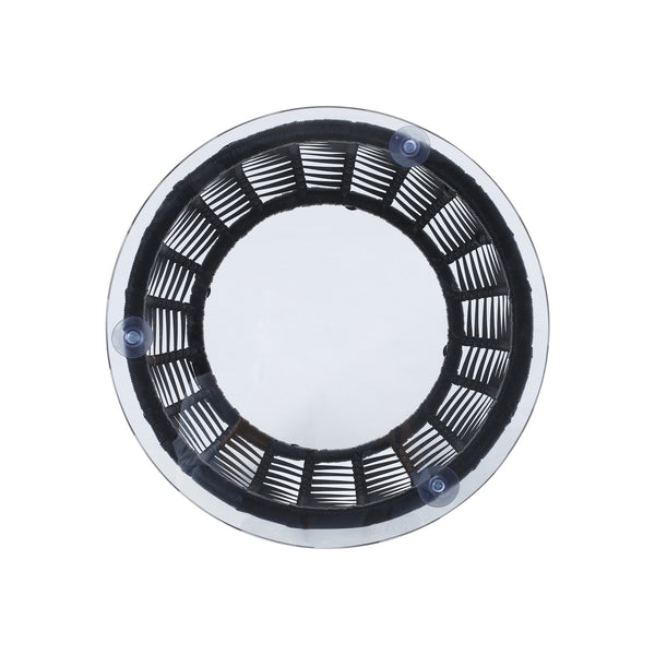 English Elm Christopher Knight Home® - ARIAS RATTAN SIDE TABLE with Tempered Glass Top, Boho Drum Design, Durable Woven Polyethylene Finish Black 65764.00BLK