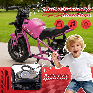English Elm 24v300w Kids Electric Muscle Motorcycle with Dual Suspension Wide Eva Tires and Twist Throttle Pink W1578P382508