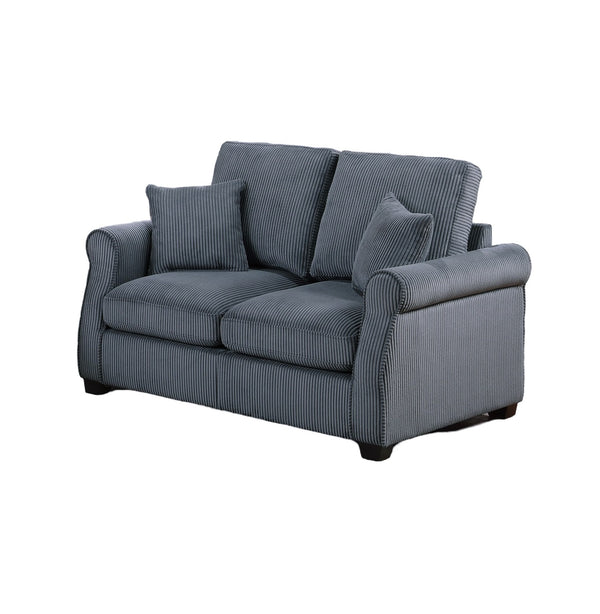 English Elm Classic Sofa Loveseat Set Corduroy 2pc Living Room Ensemble with Plush Cushions, Modern Arms Dark Gray 36 L x 25 W x 28 H B011S01300