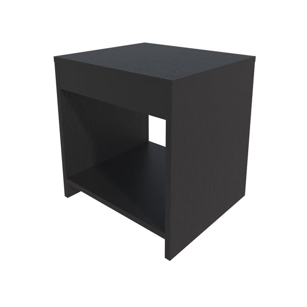 English Elm Nightstand Elaine – Sleek Black Engineered Wood Bedside Table with Spacious 10.5"H Lower Shelf, Compact Durable Design B092P245910