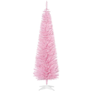 English Elm Snow Flocked Pink Pencil Artificial Christmas Tree for Entryway or Bedroom Corner T3971P412794