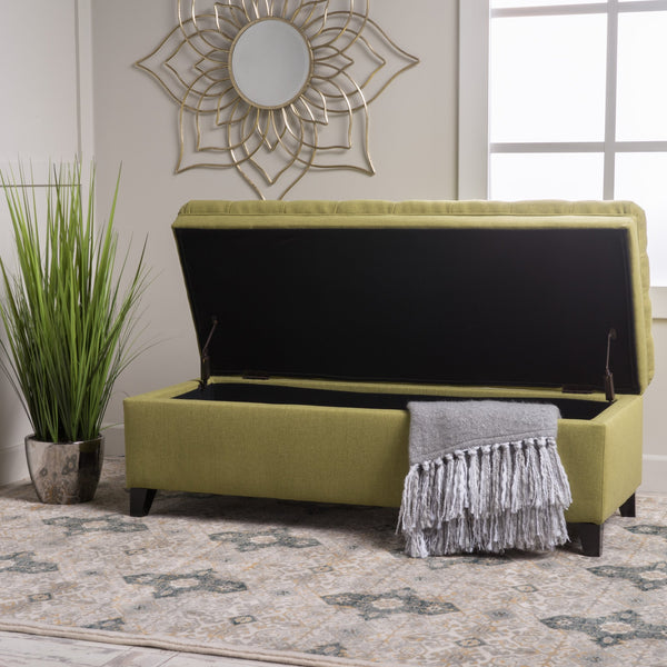 English Elm Christopher Knight Home® - Juliana Storage Ottoman – Stylish Green Upholstered Seat With Hidden Storage For Living Room Essentials 57741.00GRN