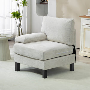 English Elm Homcom Left-Facing Modular Armchair With Pocket Springs, Soft Chenille And Wood Legs For Comfort W2225P229504