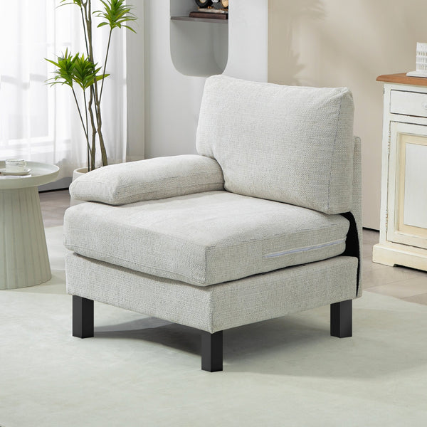 English Elm Homcom Left-Facing Modular Armchair With Pocket Springs, Soft Chenille And Wood Legs For Comfort W2225P229504