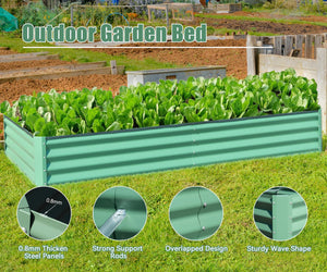 English Elm 6x3x1ft Galvanized Raised Garden Bed — Heavy-Duty Rust-Resistant Steel Planter with Open Base, Safe Edges and Support Rods for Effortless Vegetable, Flower & Herb Gardening Green W1859P197893