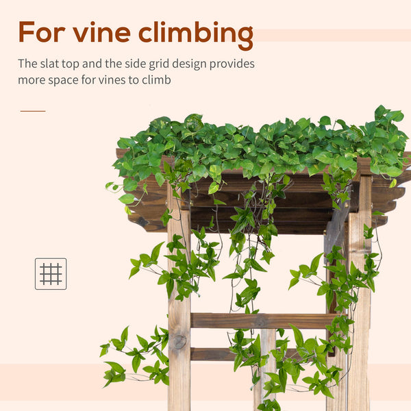 English Elm Outsunny Carbonized Fir Wood Garden Arbor Arch with Lattice Roof for Climbing Vines W2225P174431