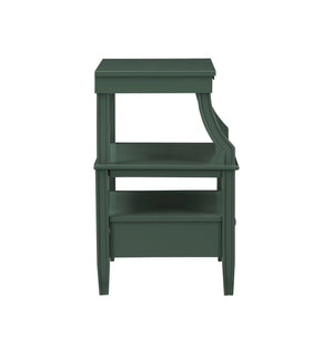 English Elm Newland Vintage Green Storage Nightstand with Drawer, Pull-Out Tray, Fluted Legs & Ample Shelf Space B050P376940