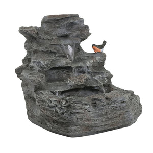 English Elm Christopher Knight Home® - 4-Tiered Concrete Waterfall Fountain with LED Glow, Weather-Resistant Outdoor Garden Accent, Soothing Ambiance N765P324559G