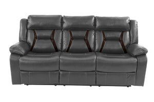 English Elm Modern Power Reclining Sofa Set Leatherette Upholstered Living Room Gray 3 Piece B011S02442