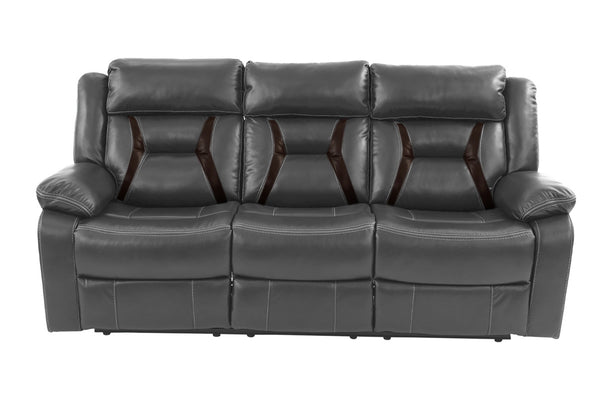 English Elm Modern Power Reclining Sofa Set Leatherette Upholstered Living Room Gray 3 Piece B011S02442