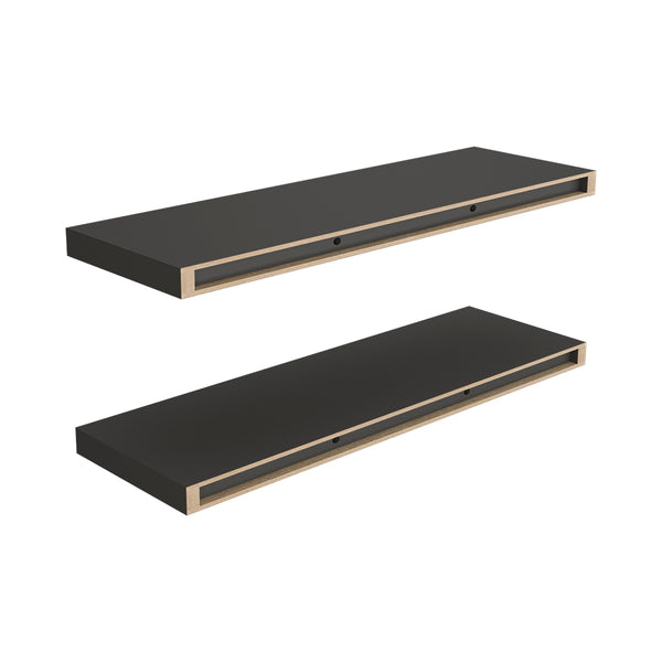 English Elm Floating Shelf Dallas Matte Gray Set of 2 — Sleek Engineered Wood Wall Shelves 32"x10.6" Durable Modern Decor B092P238731