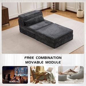 English Elm Compression Mahjong Sofa - Oversized Modular Sectional Bed With Memory Foam & Versatile Ottoman Set W3723S00045