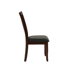 English Elm Charlton Espresso Slat Back Dining Side Chairs Set of 2 — Rubberwood Frame, Black Faux Leather Seats, Easy-Clean Comfort SR011285