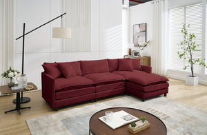 English Elm 108-inch Modular Chenille Sectional Sofa Deep Seat L-shape for Open Living Rooms Red W2795S00048