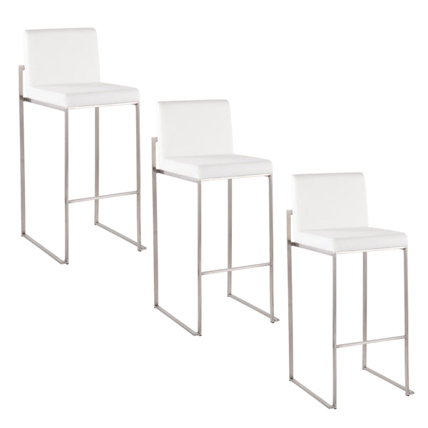 English Elm Fuji 30" Contemporary Barstool Set Of 3 - Luxurious White Velvet & Sturdy Stainless Steel Frame B202P222215