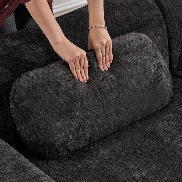 English Elm Modular Chenille Deep Seat Sectional Sofa with Bamboo Frame for Living Room Lounge Black W1829S00071