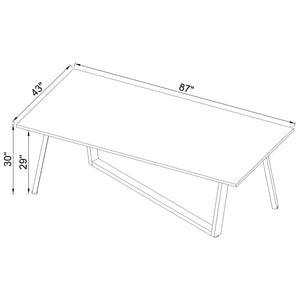 English Elm Vesper Rectangular Faux White Marble Dining Table with Gunmetal Angled Legs — Sleek Modern Anchor for Entertaining Spaces B062S01013