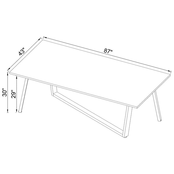 English Elm Vesper Rectangular Faux White Marble Dining Table with Gunmetal Angled Legs — Sleek Modern Anchor for Entertaining Spaces B062S01013