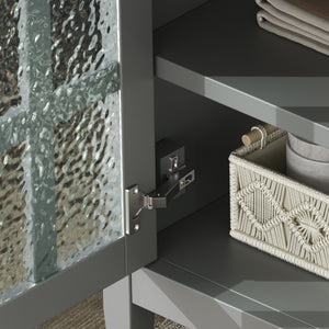 English Elm Christopher Knight Home® - 30" Bathroom Vanity with Ceramic Sink, Solid Wood Legs, Adjustable Shelf, Tip-Out Tray, Soft-Close Hinges, Silver Knobs, Moisture-Resistant Finish Gray N817P286250G
