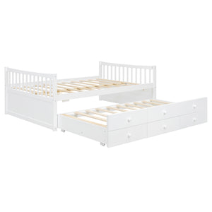 English Elm Full Size Daybed with Trundle Twin Pullout and Three Storage Drawers for Guest Rooms LP100341AAK