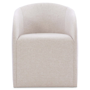 Bernhardt Bernhardt Finch Arm Chair Upholstered Neutral Fabric Curved Back Sloping Arms Casters Durable Comfort 303538
