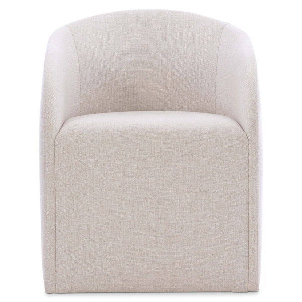Bernhardt Bernhardt Finch Arm Chair Upholstered Neutral Fabric Curved Back Sloping Arms Casters Durable Comfort 303538