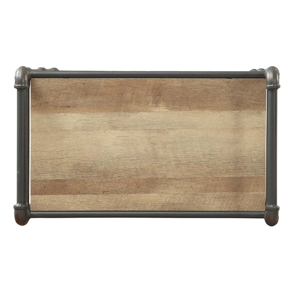 English Elm Antique Industrial 3-Tier Bookcase in Oak & Sandy Grey with Steel Tube Frame, Rustic Shelf Storage B062P185667