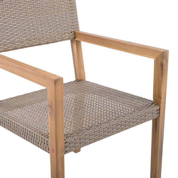 English Elm Christopher Knight Home® - Outdoor Dining Chairs Set of 2 with Acacia Wood Frame & PE Wicker, 400lb Capacity, Modern Patio Style N779P251251L