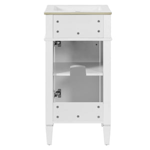 English Elm 16-inch French Style Freestanding Vanity Set with Ceramic Sink and Soft Close Cabinet White N710P405388K